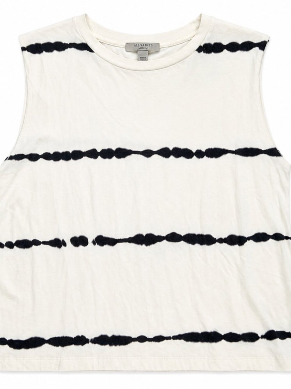 All Saints White & Black Tie Dye Stripe Sleeveless Tank Top Medium